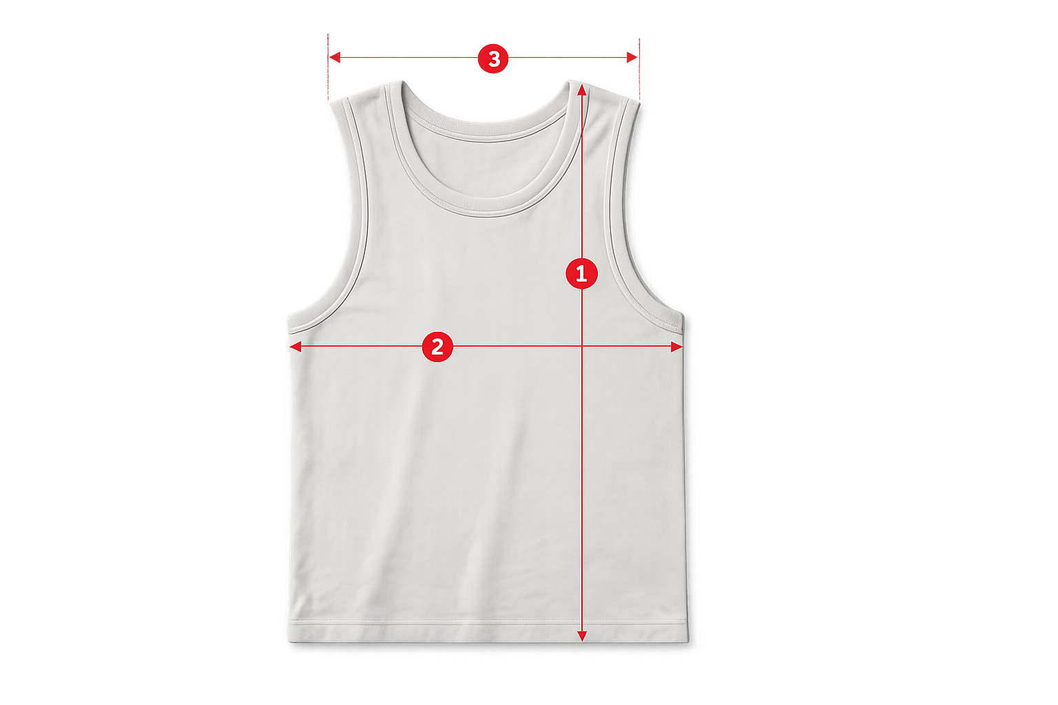 Garment measurement diagram showing length, chest width, and shoulder width