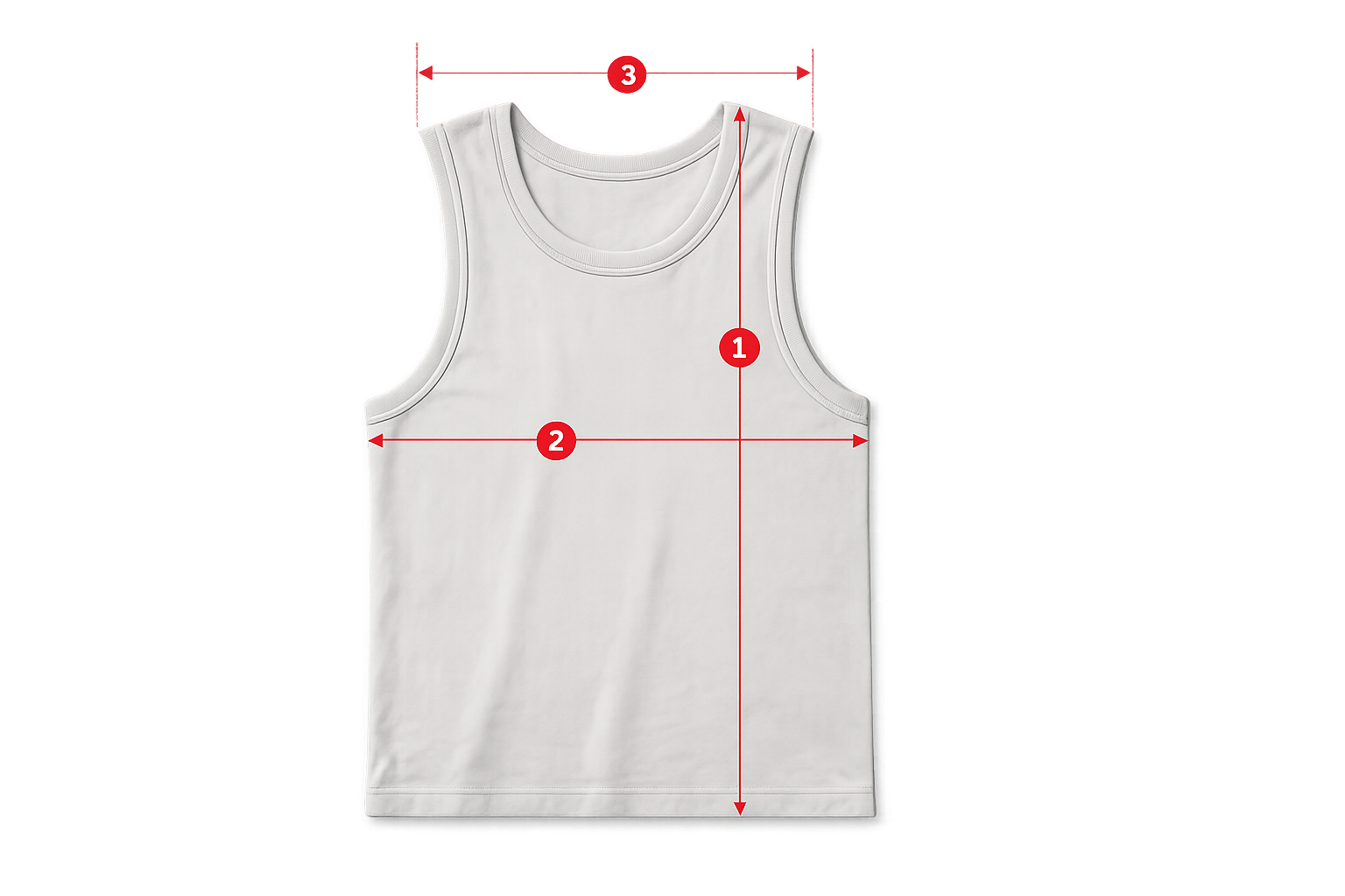Garment measurement diagram showing length, chest width, and shoulder width